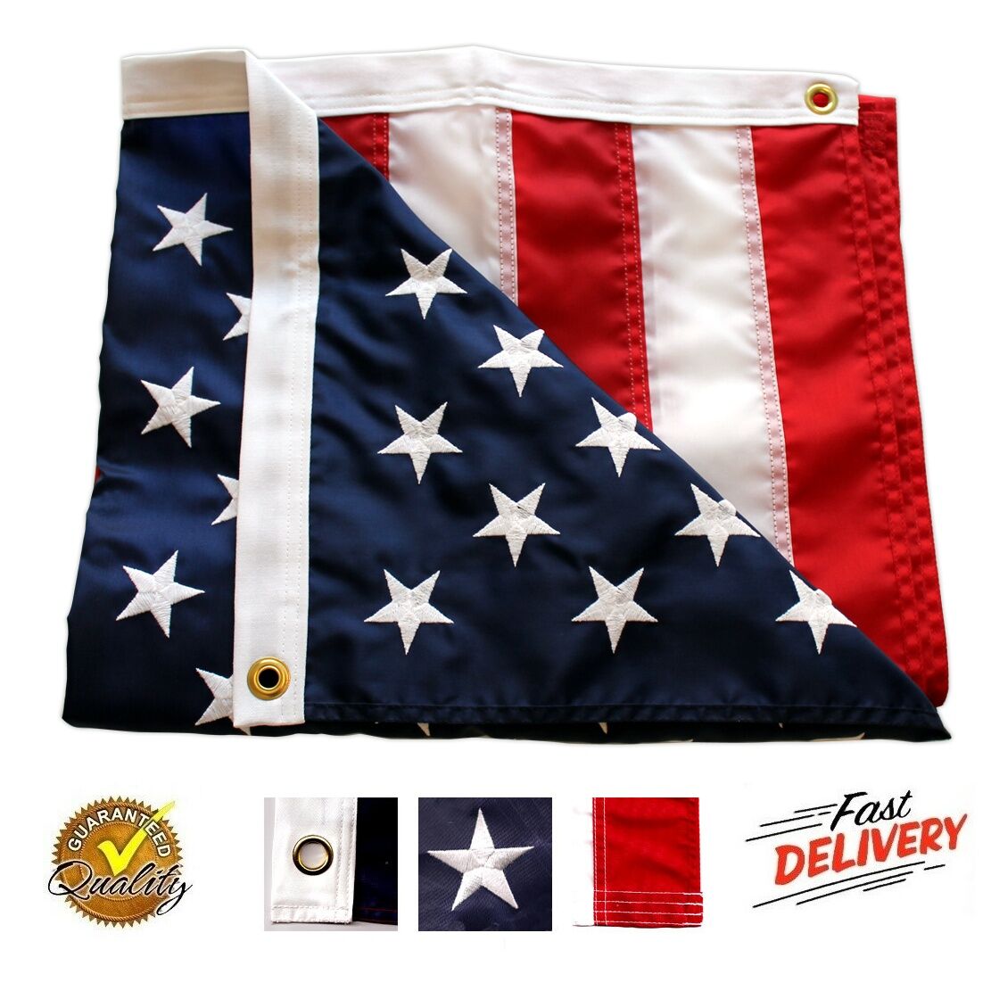 3x5ft US American Flag Heavy Duty Embroidered Stars Sewn Stripes Grommets Oxford - Image 5